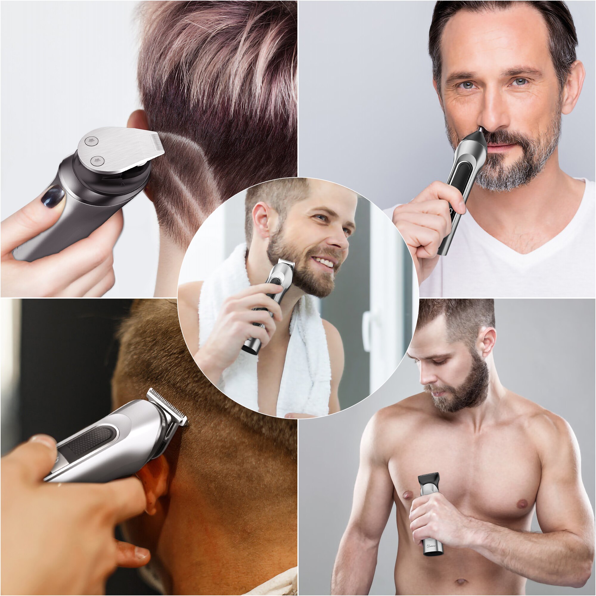 Hatteker Tondeuse Waterdichte Man Kapper 5 In 1 Tondeuse Snoerloze Elektrische Scheerapparaat Body Grooming Kit