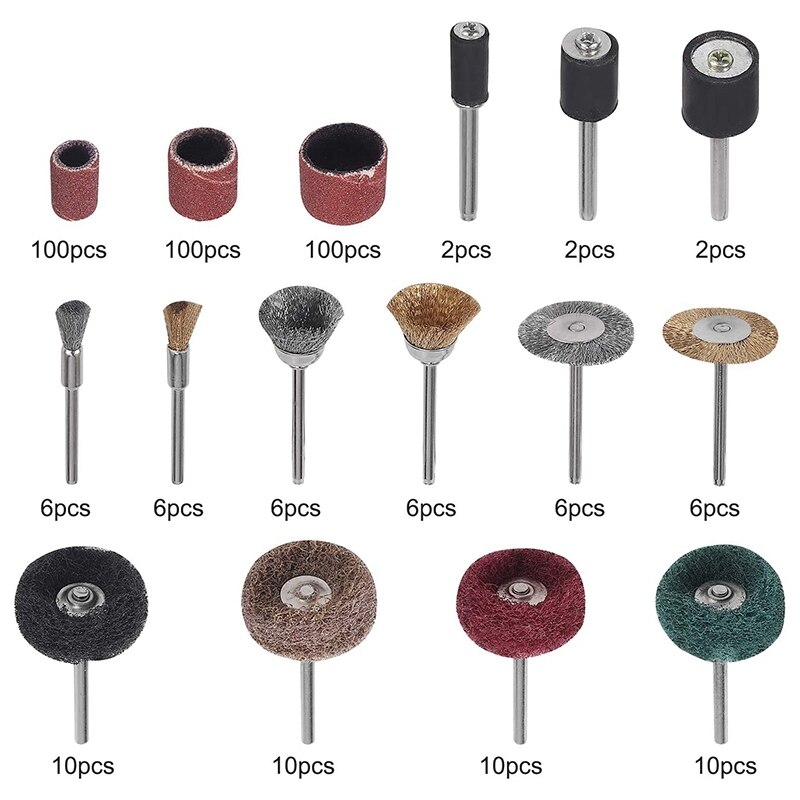 Ensemble de ponceuses à tambour pour Proxxon Dremel, outil rotatif, polissage, ponçage, nettoyage, détartrage, manucure, 376 pièces
