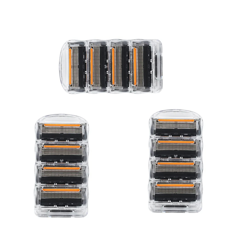 4/8/16pcs Shaving Machine 5-Layer Safety Razor Blades Manual Shaving Shaver Face Care Beard Hair Remover: Gold