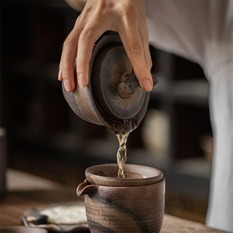 Retro moderno de té de cerámica sopera personalidad Kung Fu té retro gres a mano casa té LB50931 té jingdezhen taza