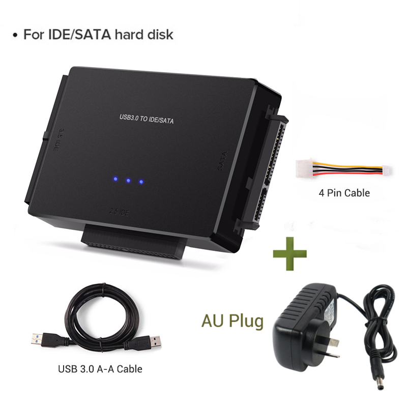 Adaptateur SATA IDE vers USB 3.0, convertisseur de câble pour disque dur SATA IDE HDD 2.5/3.5 pouces, Support 6 to pour ordinateur portable: Bleu