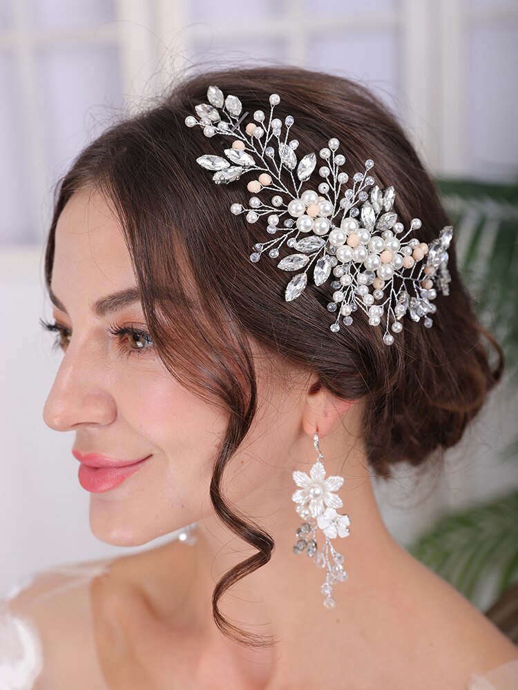 Srebrne kryształki ślubny grzebień robić włosów ślubne srebrne włosy biżuteria włosy Prom i peruki imprezowe akcesoria dla kobiet