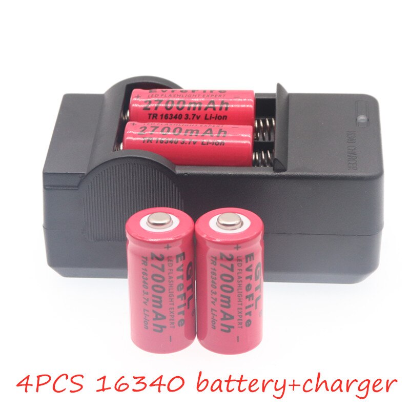 2700mAh Rechargeable 3.7V Li-ion 16340 Batteries CR123A batterie pour lampe de poche LED voyage chargeur mural pour 16340 CR123A batterie: Bleu