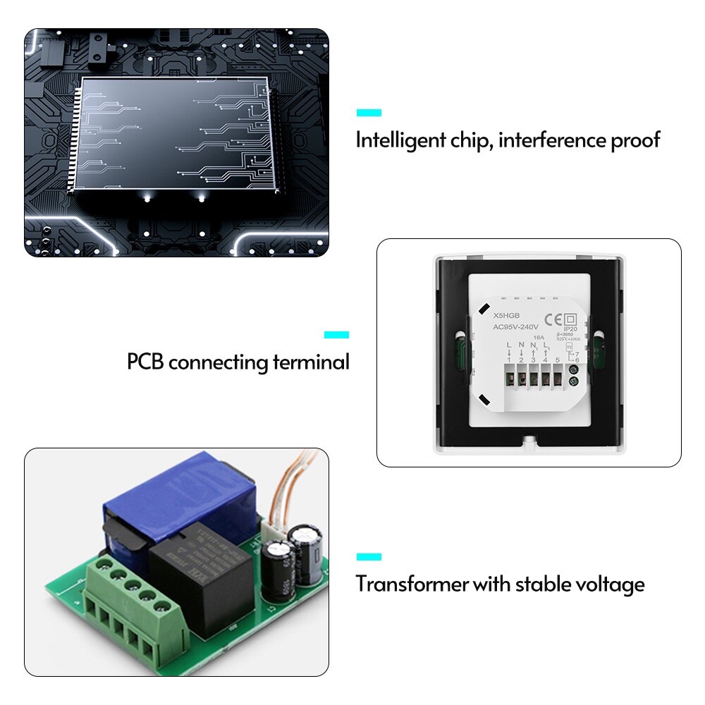 Termostato Digital inteligente eléctrico/caldera de Gas/radiador de calefacción de agua, pantalla táctil LCD, controlador de temperatura programable semanal