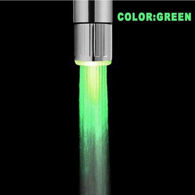 EHEH LED Kitchen Faucet Aerators 3-color Sink Faucet Power Shower Light Temperature control Kitchen Tap RGB faucet Shower Head: GREEN