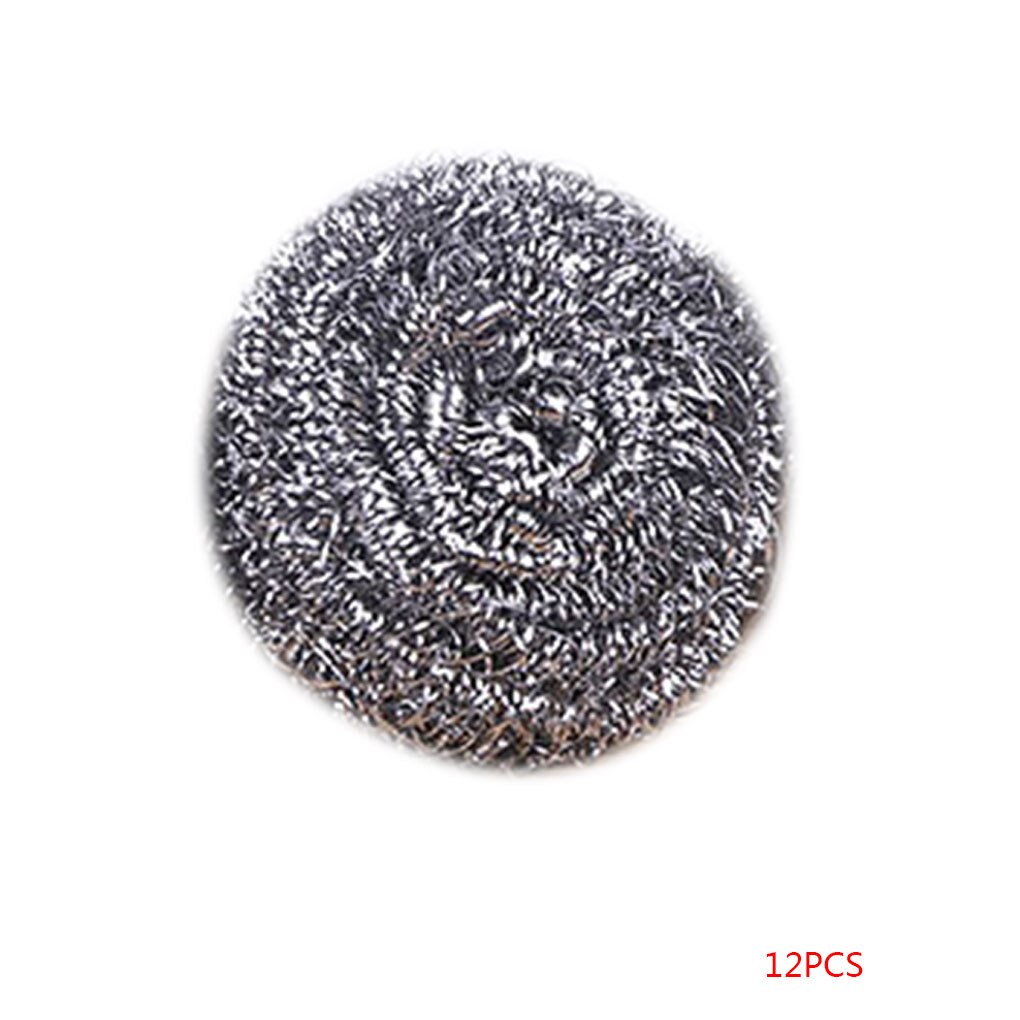 12 PCS Stainless Steel Mesh Wire Scourer Large Size Ball Brushes Pan Pot Dish Cleaner Scrubber Kitchen