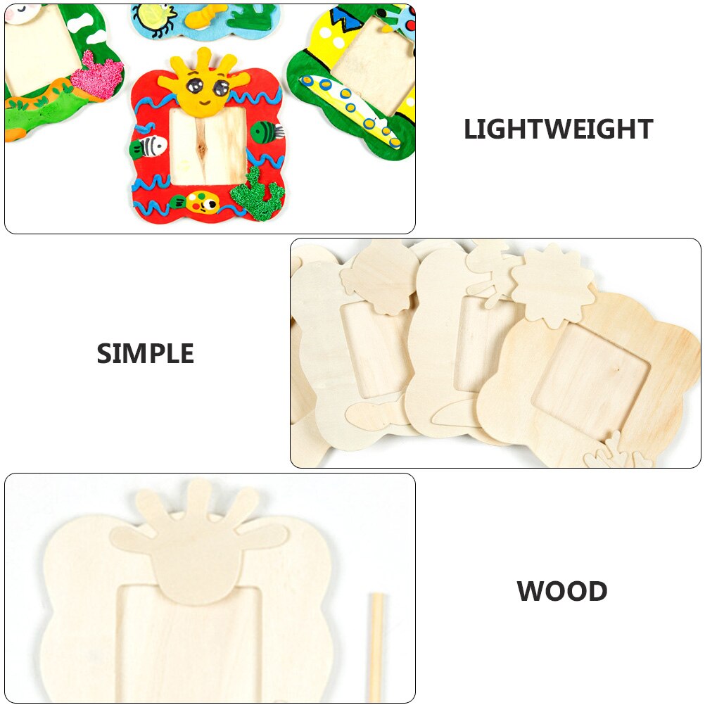 8pcs Child DIY Wooden Photo Frame DIY Graffiti Picture Display Frame Kid