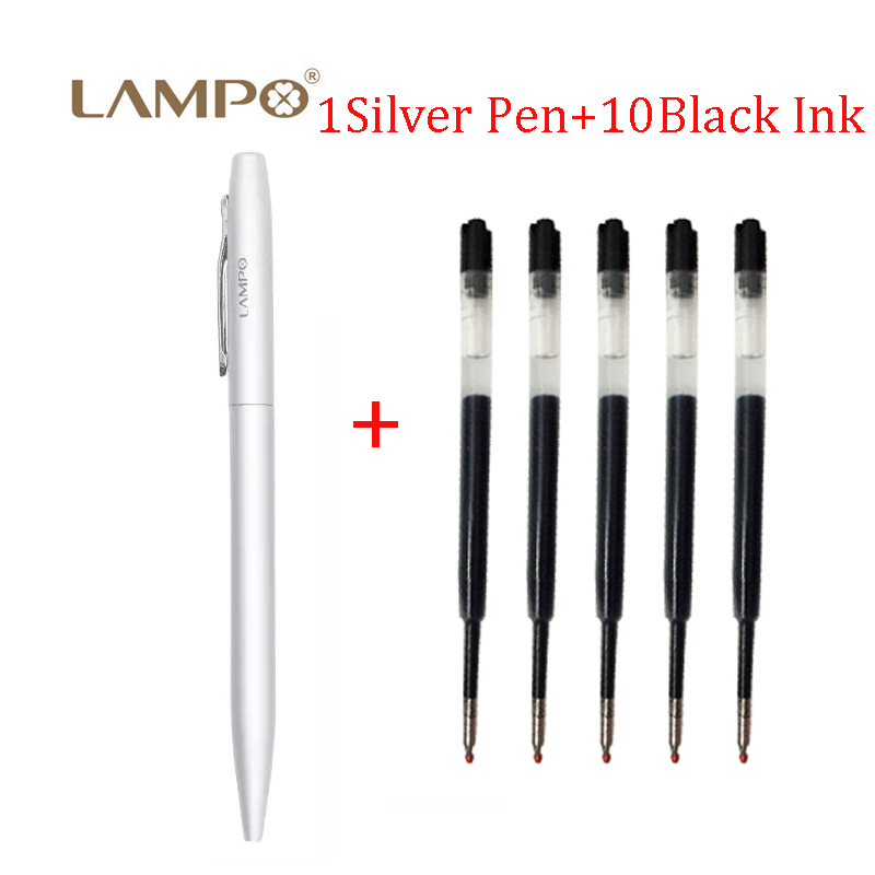 LAMPO Metal Sign Pens Luxury 0.5MM Black Gel Ink Pen Smooth Writing ручка Office School Stationery Supplies boligrafos: Mixed Color