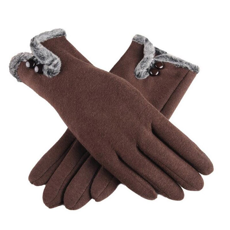 Nueva Mujer Otoño Invierno de terciopelo no invertida de Cachemira dedo completa guantes cálidos de encaje de algodón de las mujeres guantes de pantalla táctil