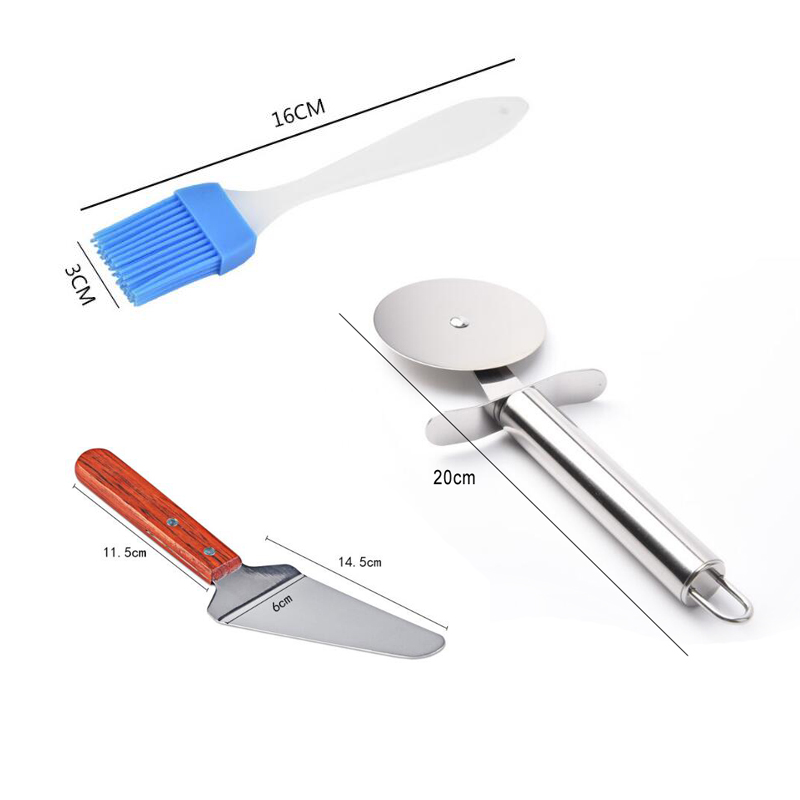 6 7 8 tommer premium non-stick pizza pan bakeware kulstofstål pizza plade rund dyb skål pizza pan bakke skimmel bageværktøj gyh: Børste skovl kniv