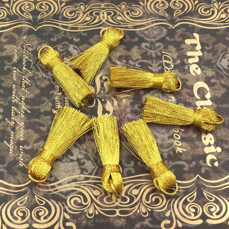 DIY 60pcs Mini Gold and silver tassel Bookmark tassels Jewelry Accessories Handicrafts DIY: Gold-60pcs