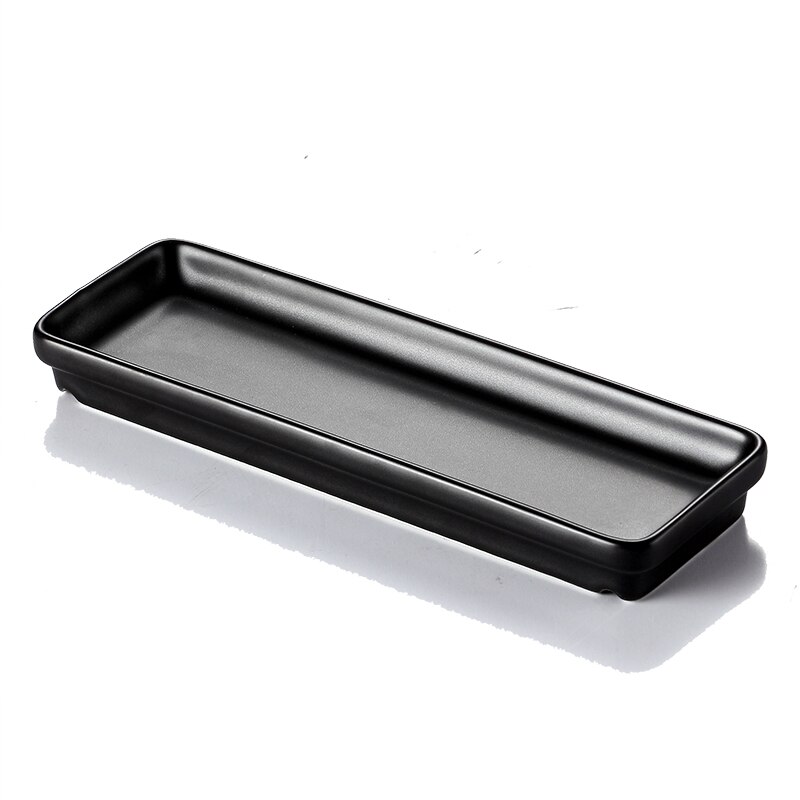 1 pcs Ceramic Porcelain Plate Nordic Style Rectangular Flat Black Western-style Food Snack Butter Plate Tableware Ceramic: black