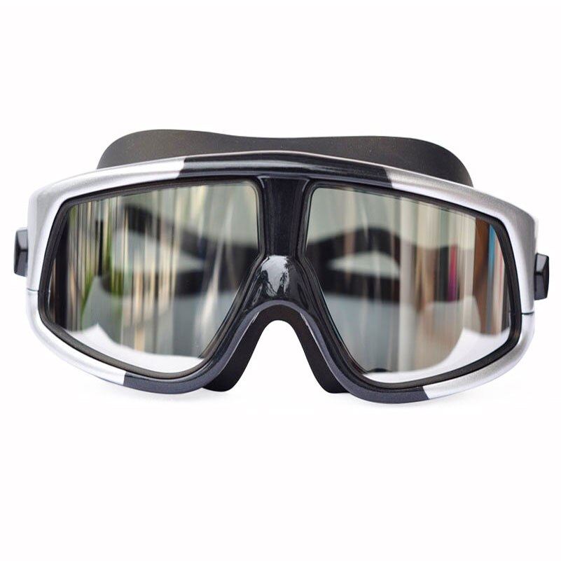 Lunettes de natation polarisées à grande monture, en Silicone, confortables, étanches, Anti-buée, Protection UV, pour adultes et femmes: Silver Black