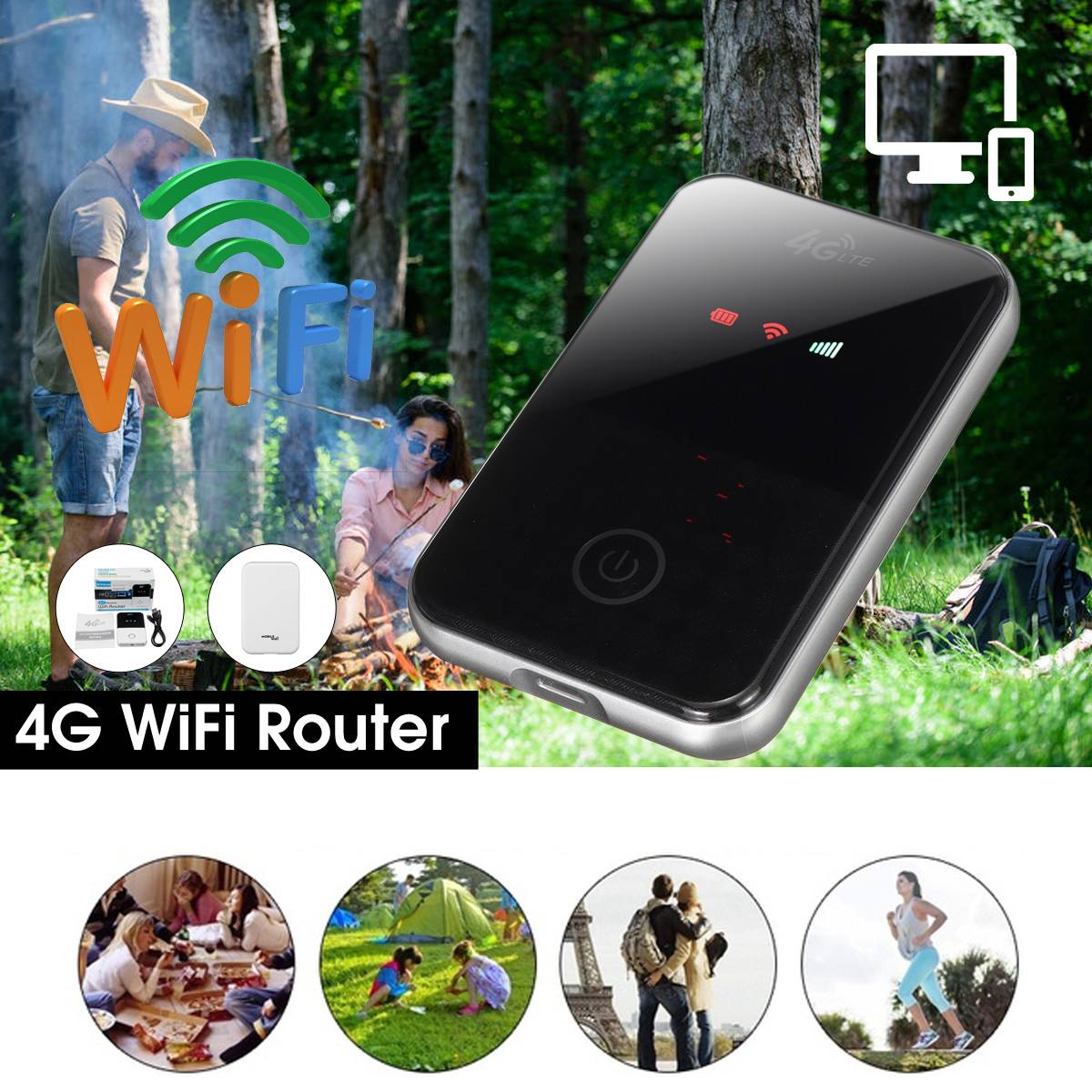Portable 4G LTE Wifi Router Wireless Pocket Router Wifi FDD B1 B3 B7 B8 B20 WCDMA B1 B5 B8 Standard Sim Card 150mbps