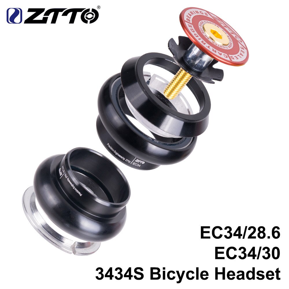 Ztto 3434s mtb cykel vägcykelheadset 34mm ec34 cnc 1 1/8 28.6 rak rörgaffel internt 34 konventionellt trådlöst headset: 3434s röda