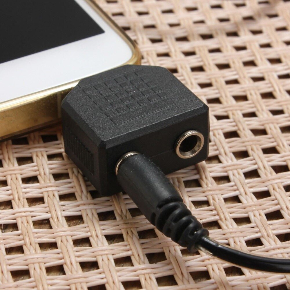 Prezent kolor czarny 3.5mm 1 męnarty na 2 żeńskie podwójne słuchawki słuchawki Y kabel splittera adapter przewodu wtyczka robić telefonu MP3