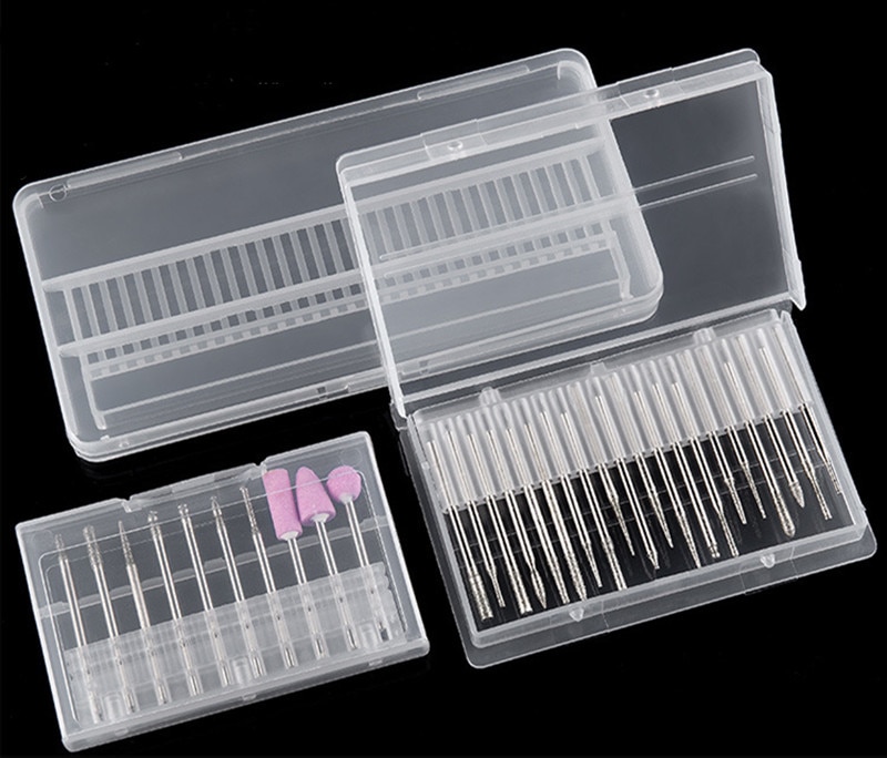 Transparant 20 Slots Opbergdoos Voor Nagel Boor Stand Bestanden Houder Container Case Display Organizer Acryl Manicure Tool