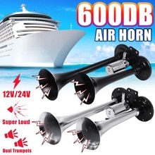12V/24V 600DB Super Luid Tweeter Elektrische Hoorn Dubbele Buizen Hoorn Luchthoorn Universele Voor Auto Auto trein Vrachtwagen Motorfiets