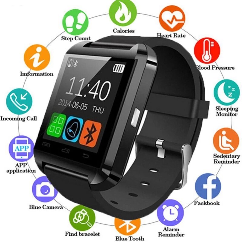 U8 Bluetooth Smart Horloge Mannen Vrouwen Stappenteller Touch Screen Sport Intelligente Horloge Telefoon Smartwatch Voor Android