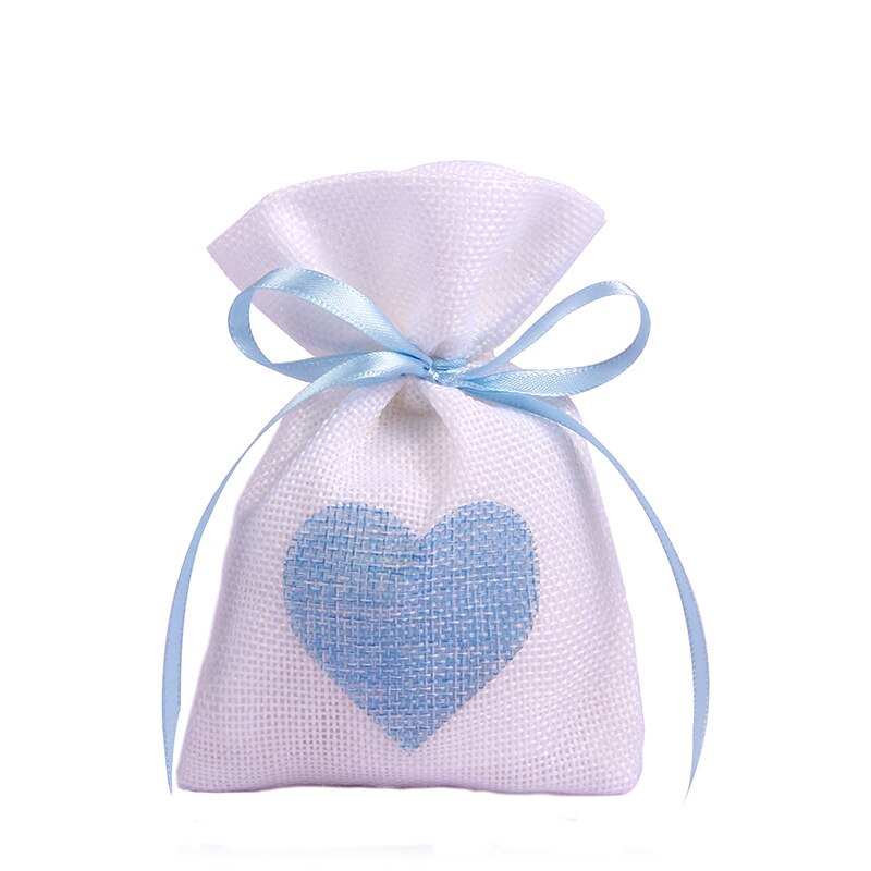 1 PC 10x14CM Hochzeit Taschen Schmuck Tasche modisch Weiß Natürliche Leinen Kordelzug Hochzeit Favor Taschen Beutel herz bilden: Stil H