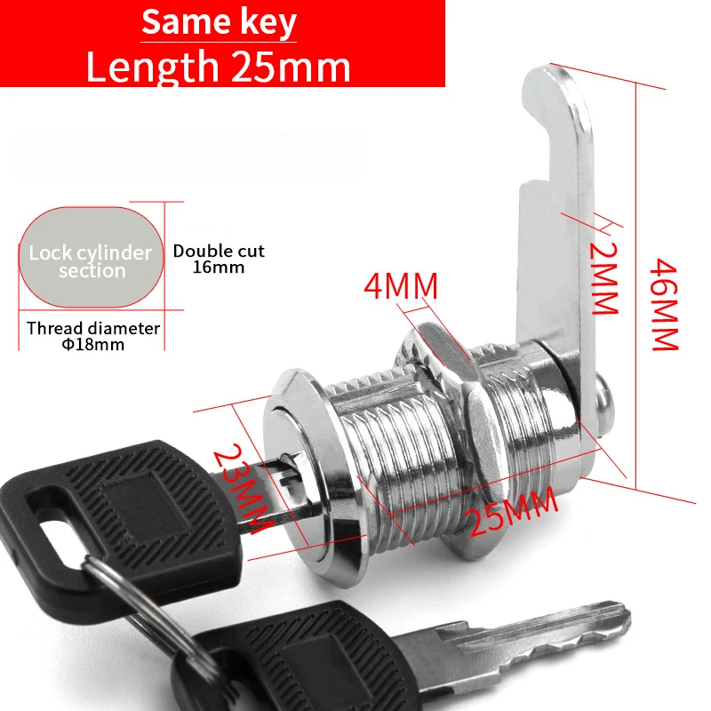 5/20SETS Security Lock Metal Cylinder Cabinet Locker Cam Lock With Keys Security Mailbox Lock Drawer 16mm/20MM/25MM/30MM