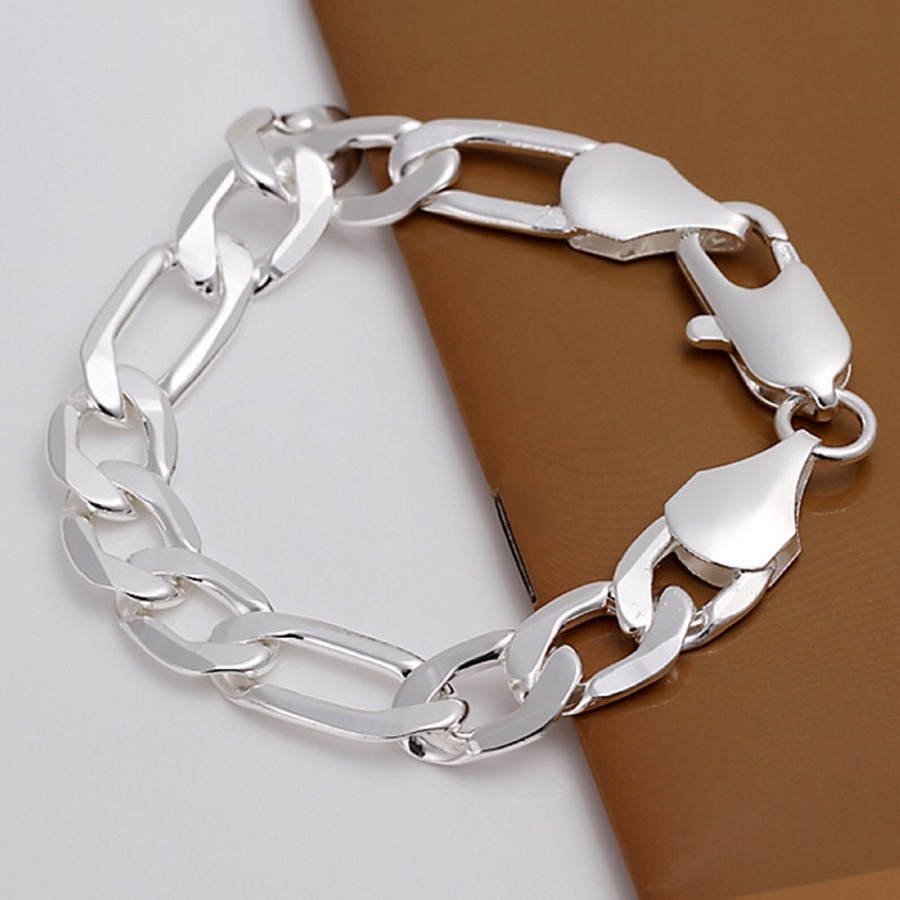 Wunderschönes silberfarbenes schmuckset mit anhängern für damen und herren , 12-6mm armbänder, edel und schön gestempelt,  h163 glieder