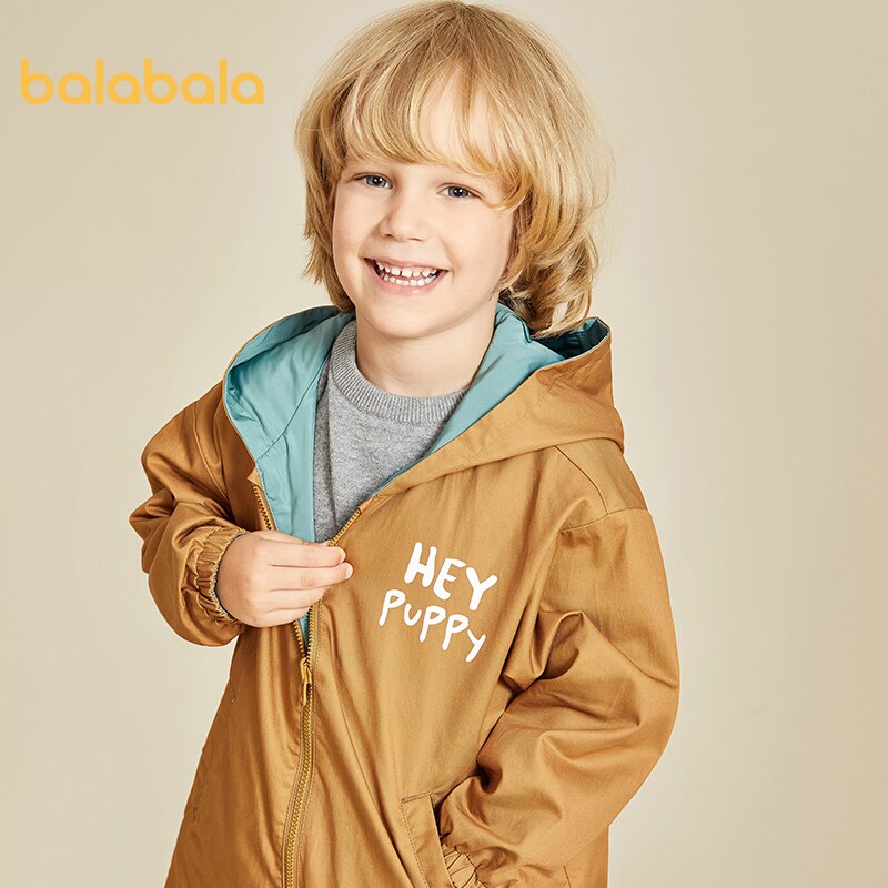 Balabala Boys jacket autumn children autumn clothes children clothing pure cotton art double-sided windbreaker