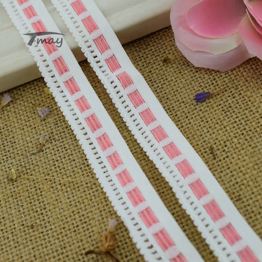 #330 Verbreden Roze threading Kant Elastische Bands Trim 6 yards/veel diy Kleding ondergoed Tailleband haarbanden Naaien Baby rokken Craft