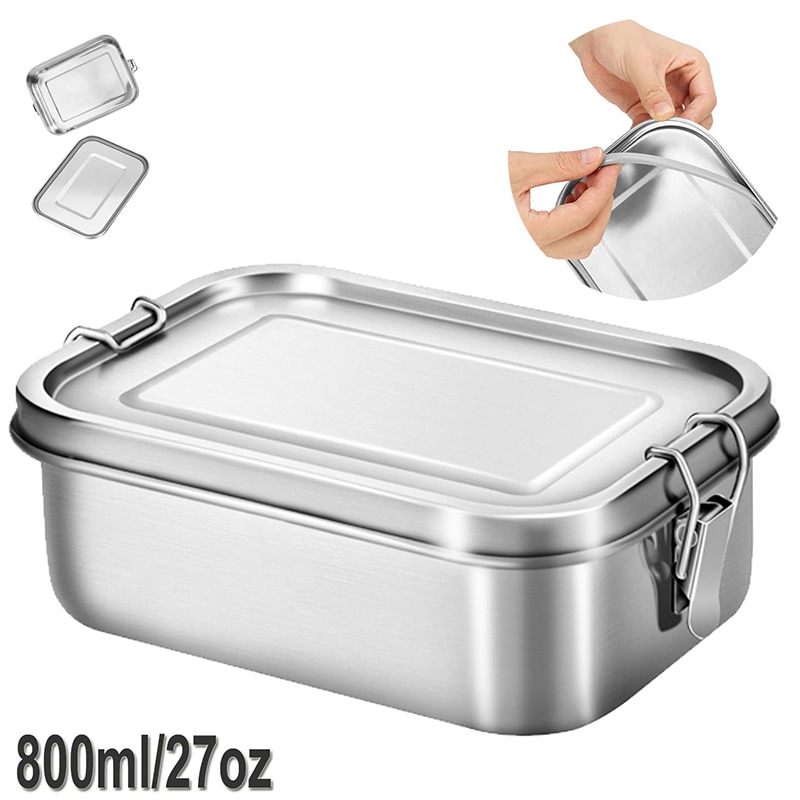 Rvs Lunchbox 800Ml Bento Box Voedsel Container Lunchbox Camping Benodigdheden Voedsel Doos Lunchbox Voor Kinderen Of volwassenen