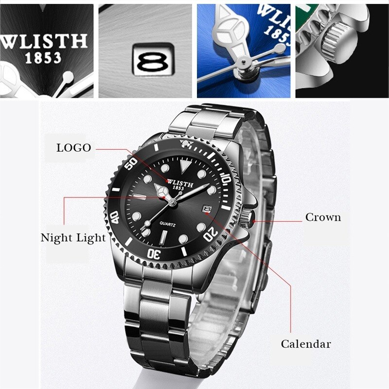 Ananke-reloj analógico de acero inoxidable para hombre, accesorio de pulsera de cuarzo resistente al agua con calendario, complemento Masculino de de lujo con estilo informal, perfecto para