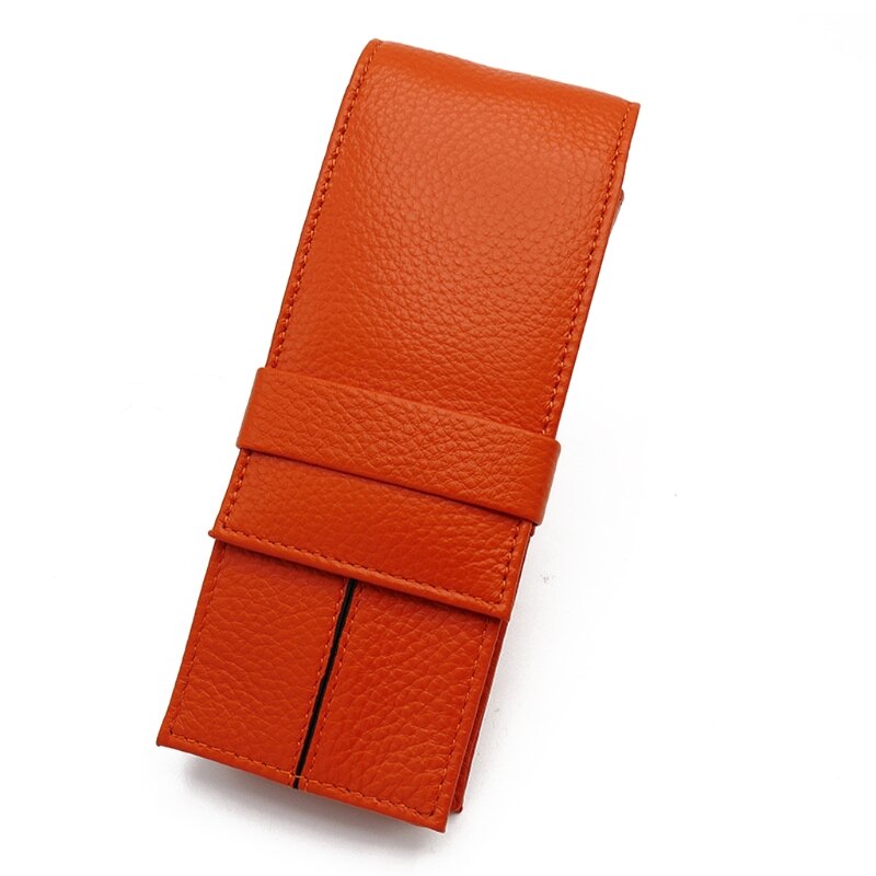 Newest Leather Fountain Pen Case ,3 Pens Holder Pouch,Separate Slot Organizer Carrying Case Pencil Bag Office Accessorie