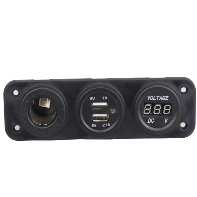Motorcycle Car Charger Plug Dual USB Adaptor+12V/24V Cigarette Lighter Socket Blue LED +Digital Voltmeter Mobile Phone