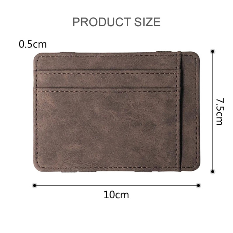 Ultra Dünne Mini Brieftasche männer Kleine Brieftasche Geschäft PU Leder Magie Brieftaschen Band Einfarbig Karte Geldbörse Kredit Bank Halfter