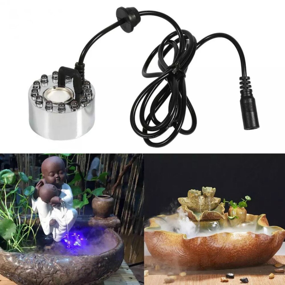 12 LED Mist Maker, Fountain Mister Foggers, Fog Maker Machine Atomizer Air Humidifier for Water Pond, Halloween, Party Decor