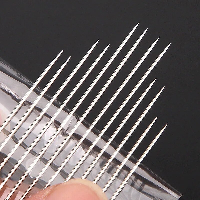 12/24Pcs Blind Needles Big Hole Stainless Steel Needle for Sewing Household DIY Jewerly Beading Threading Needles &amp; Cord Set