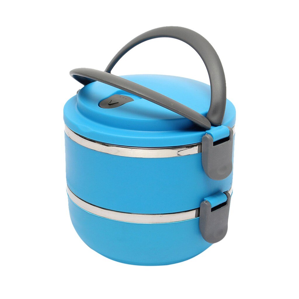 2 Lagen Eenvoudige Europese Stijl 304 Rvs Containers Thermische Lunch Case Geïsoleerde Bento Box Draagbare Voedsel Bergingen