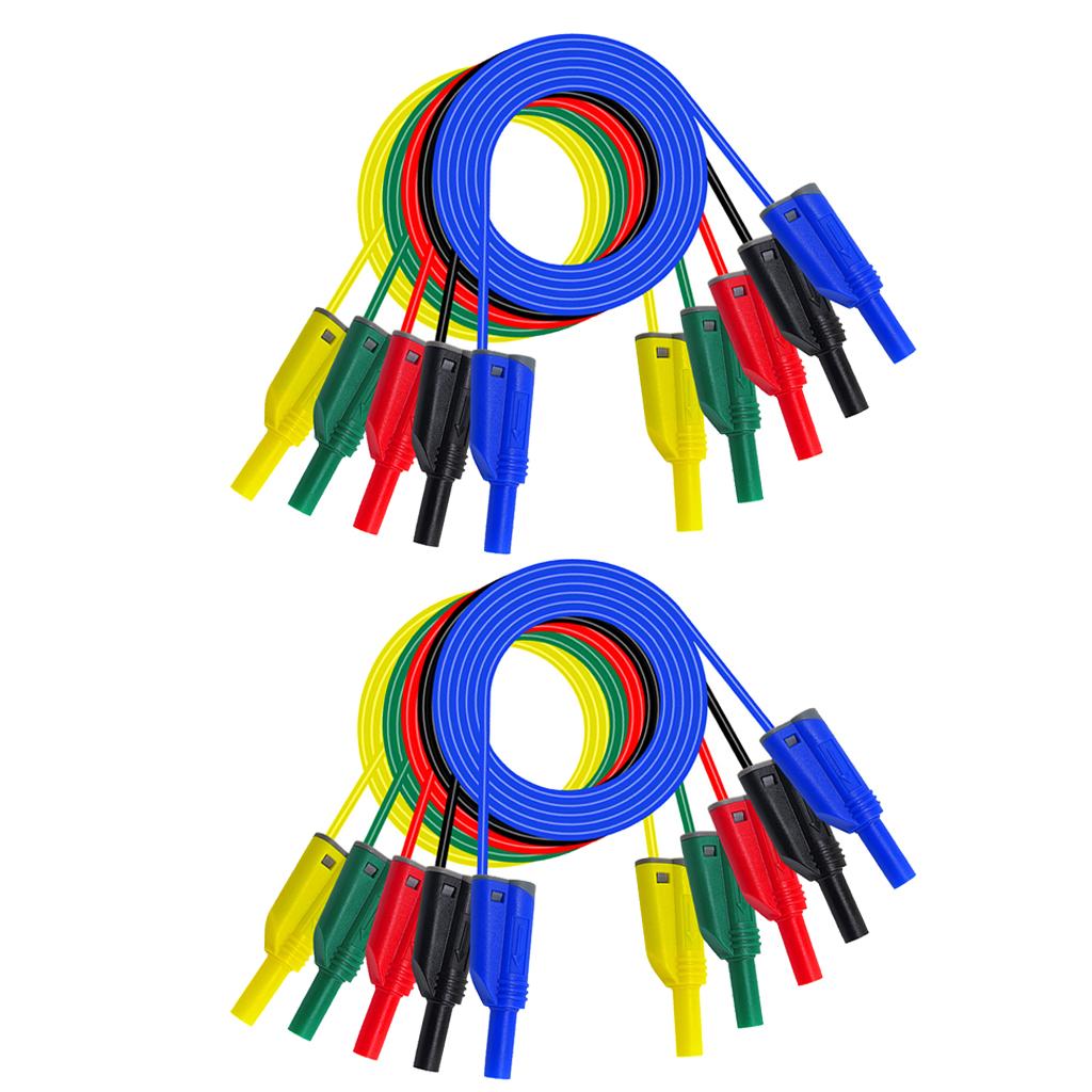 10 pces 14awg silicone 4mm banana para banana plug teste cabo de sonda 1m