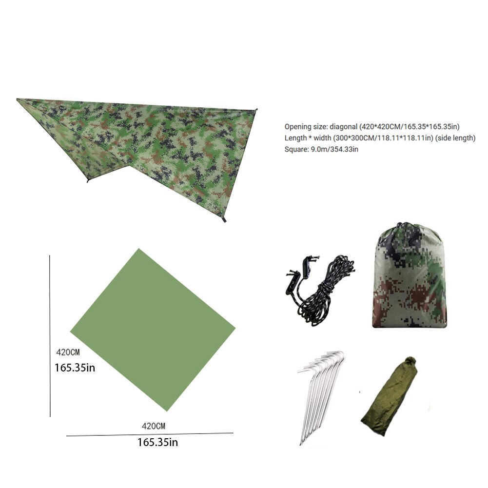 Camping Canopy Lightweight Camping Tarp Shade Waterproof Umbrella For Picnic Hiking Outdoors Garden 2 Size Camouflage And Green: Camouflage 1