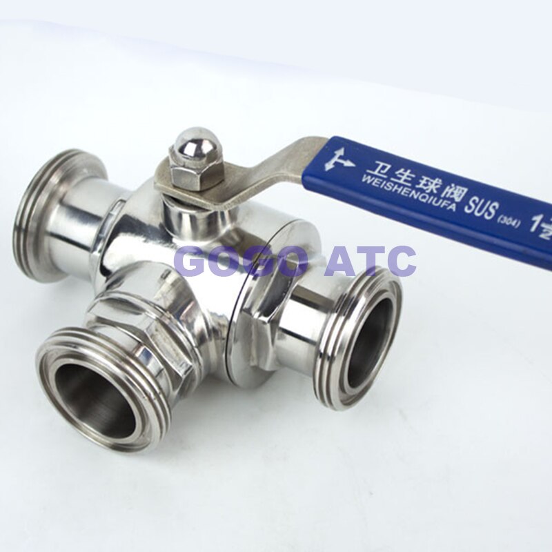 Sanitary three way Ball valve 19 25 32mm stainless steel 304 Food grade Male thread SMS Sanitary ball valve