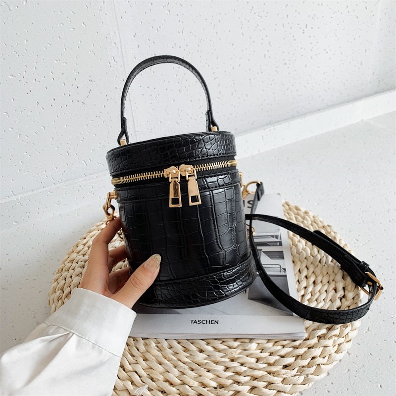 Stevige cilindrische pu leren ketting schoudertas voor dames crossbody tassen voor dames portemonnees en handtassen sac femme