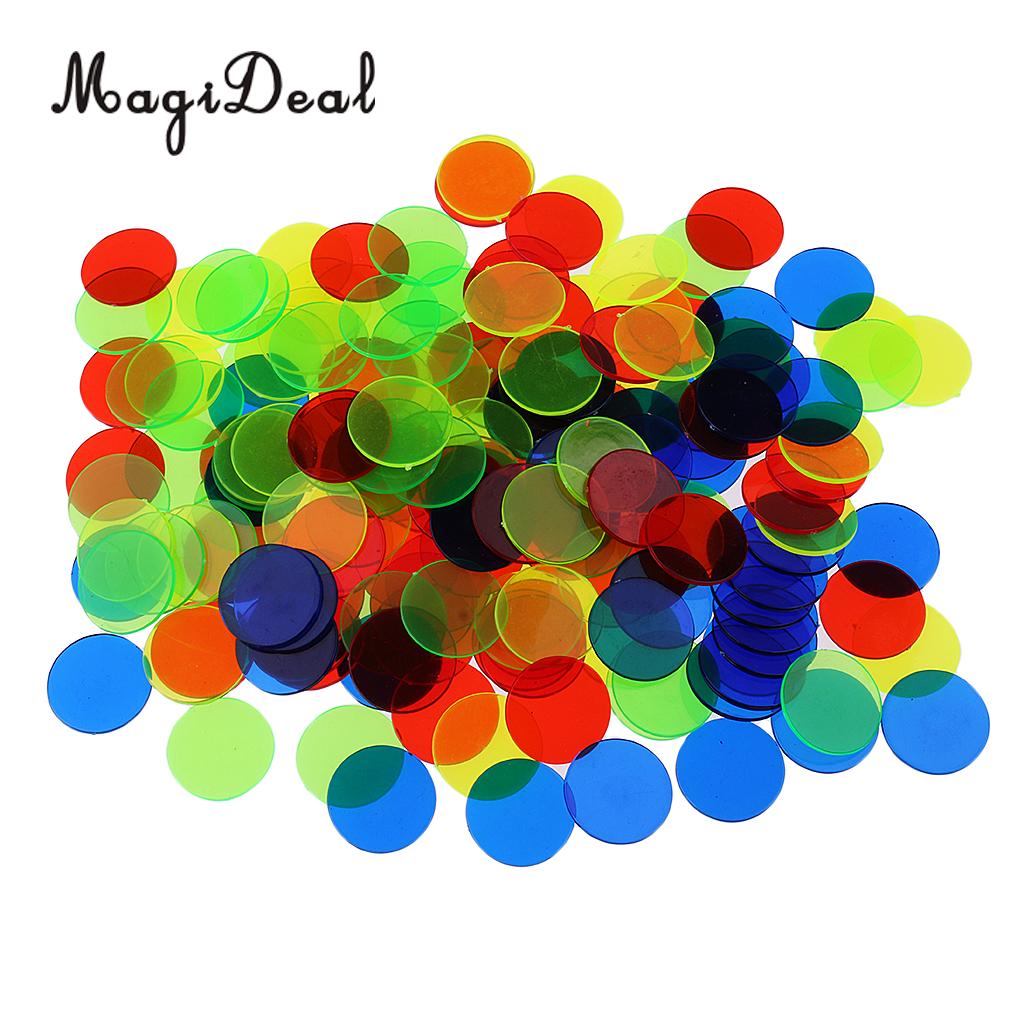 100Pcs 19 Mm Doorschijnend Bingo Chips Markers Voor Bingo Game Class Math Games Educatief Speelgoed Kinderen Kids Klaslokaal Levert: Transparent Mixed