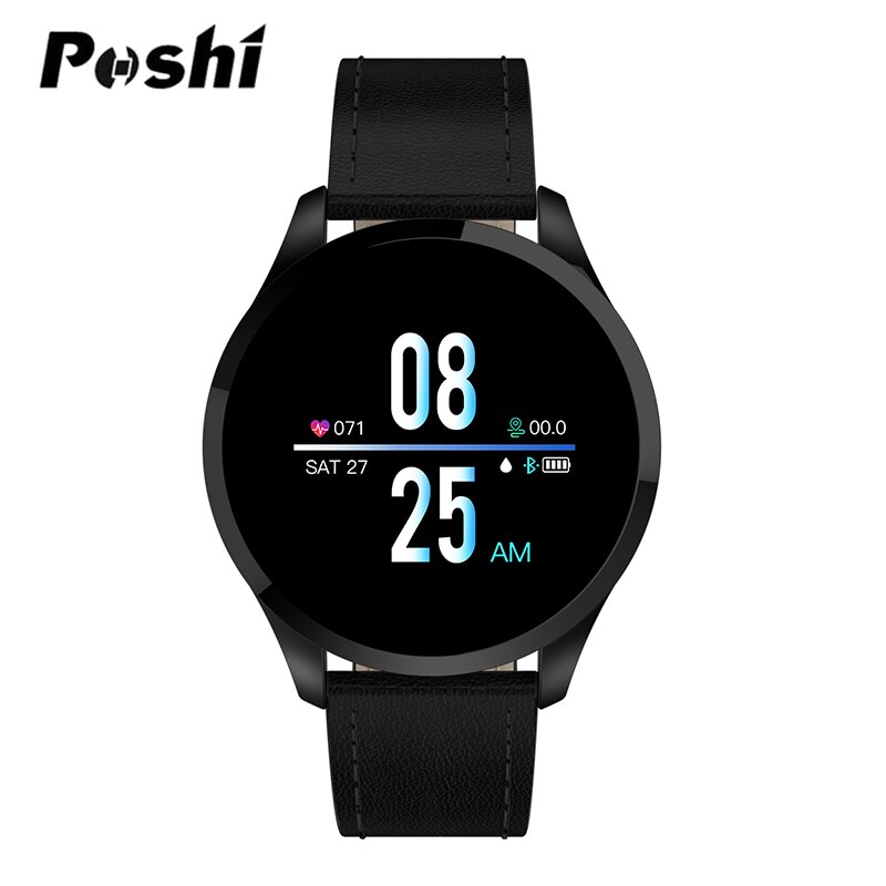 Montre intelligente de luxe hommes moniteur de fréquence cardiaque pression artérielle Sport Fitness montres femmes montre numérique IOS Android Iphone Smartwatch: black leather