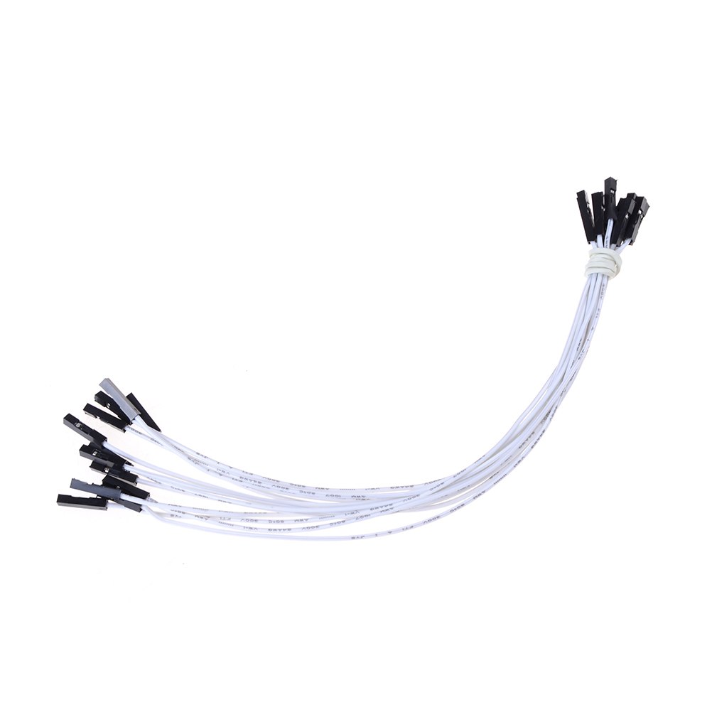 10 stk/parti 24 awg blød silicium ledning 1 pin hun til hun jumper wire dupont kabel 20cm: Hvid