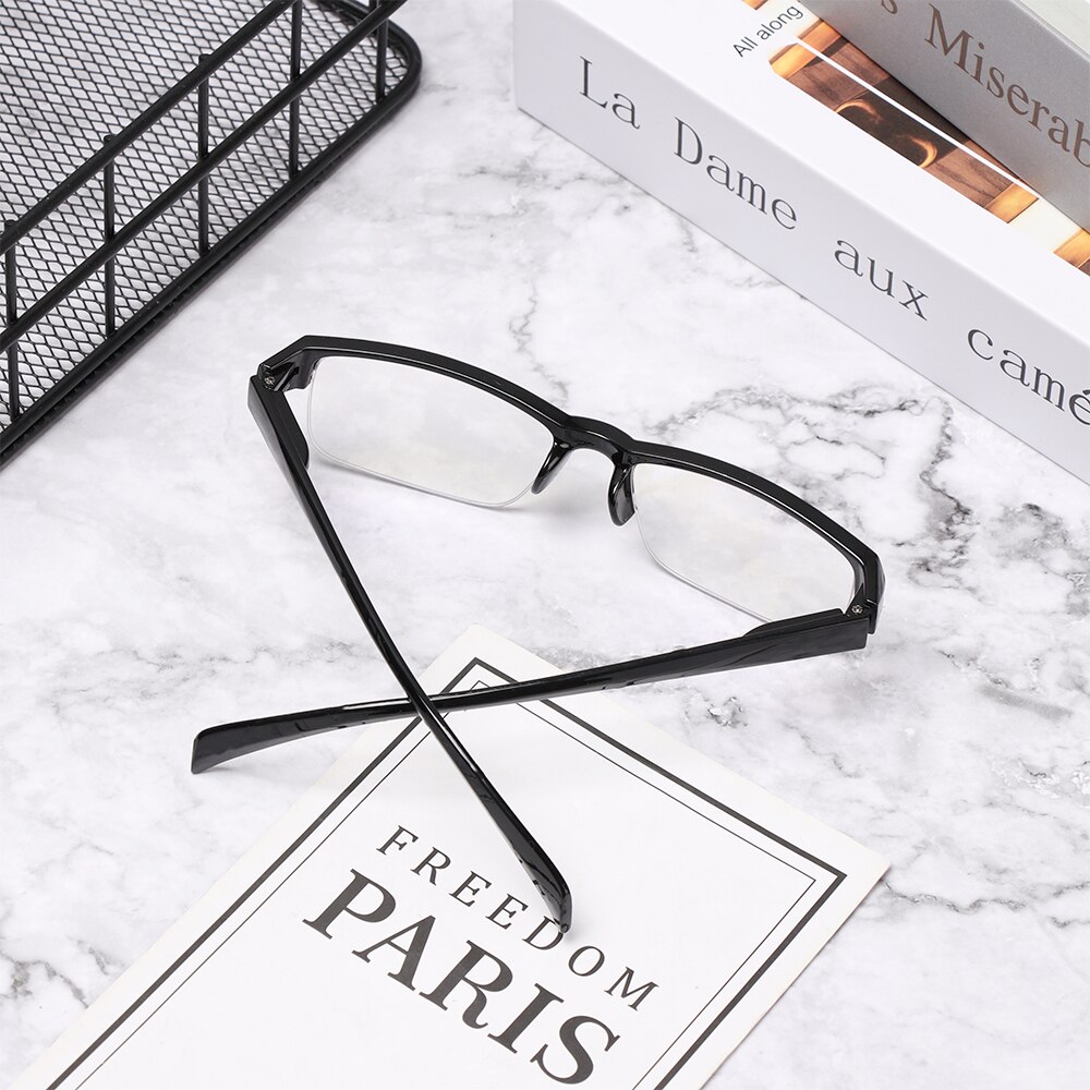 1PC Half Frame Myopia Glasses Women Men Flat Resin Lens Nearsighted Eyeglasses Black Frames Eyewear Diopter -4~0