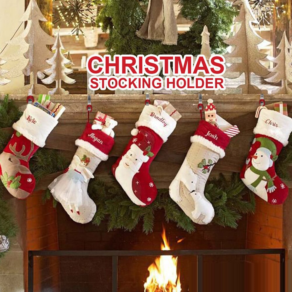 3Pcs Kerst Kous Houder Opknoping Haken Schoorsteenmantel Zelfklevende Hanger Voor Christmas Party Decoraties Thuis Gereedschap