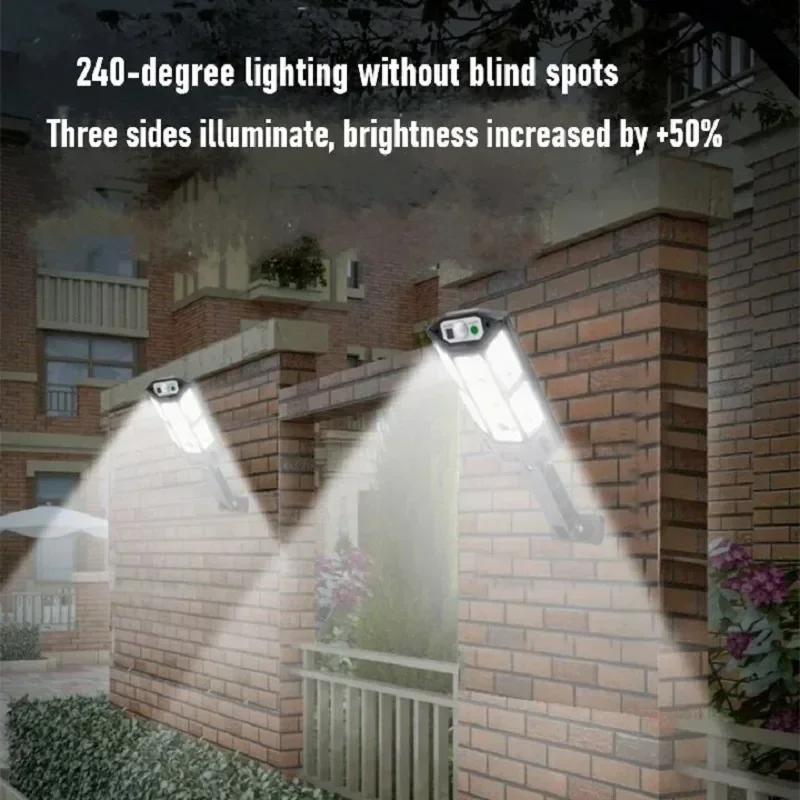 Nieuwste led-lampen op zonne-energie , 9900lm buitenlampen op zonne-energie met bewegingssensor, 4 standen, waterdicht ,  ip65 tuinlampen op zonne-energie voor op straat of in de tuin.