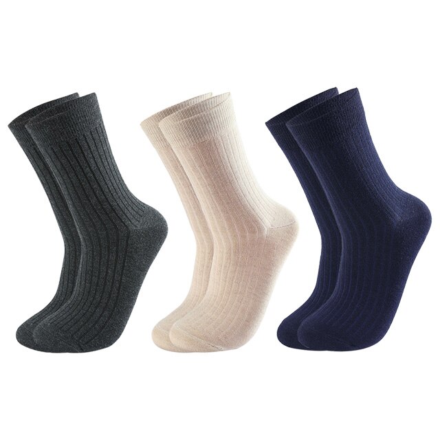 Chaussettes en coton pour hommes, lot de 3 paires, chaussettes longues et chaudes, décontractées, à rayures noires, respirantes, douces, de: 8