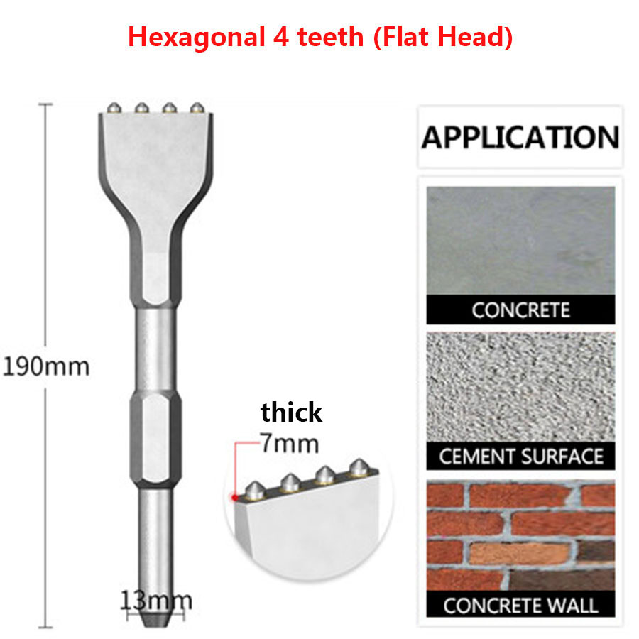 Drill Bit Flower Hammer Chisel Cement Concrete Wall Hit Lychee Surface Electric Pick Electric Hammer One Alloy Hair Hit Artifact: grey