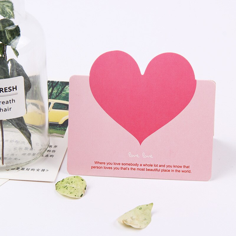 50 stk / taske blandet farve kærlighed hjerteform lykønskningskort valentinsdagskort bryllupsinvitationer kort romantisk takkort: Lyserød lyserød