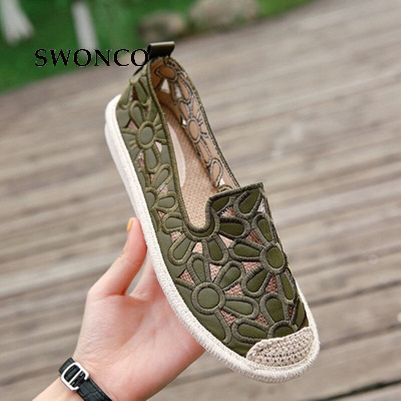 Zapatos planos de mujer SWONCO , mocasines para mujer de paja tejidos de verano, zapatos planos para mujer, zapatos cómodos y sólidos, zapato casual para mujer